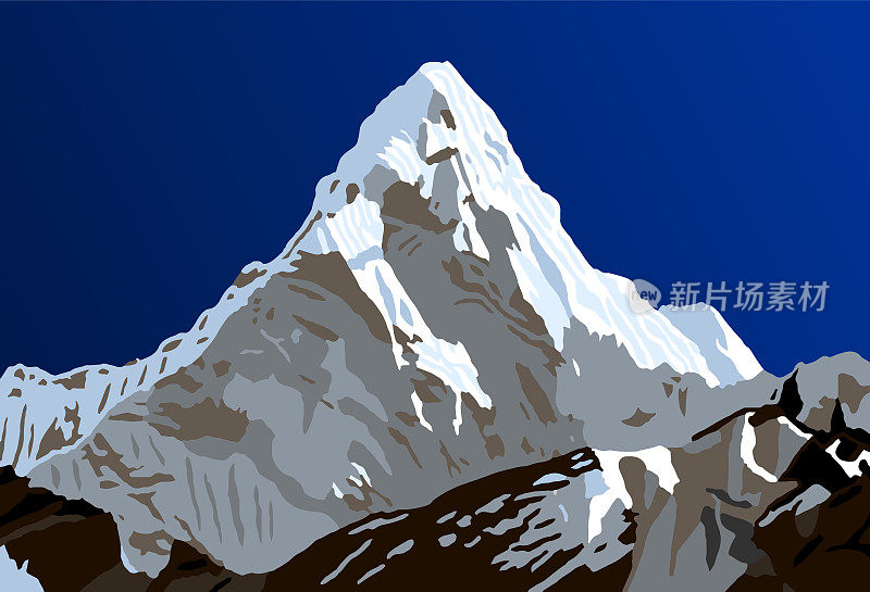 Mount Ama Dablam山矢量插图